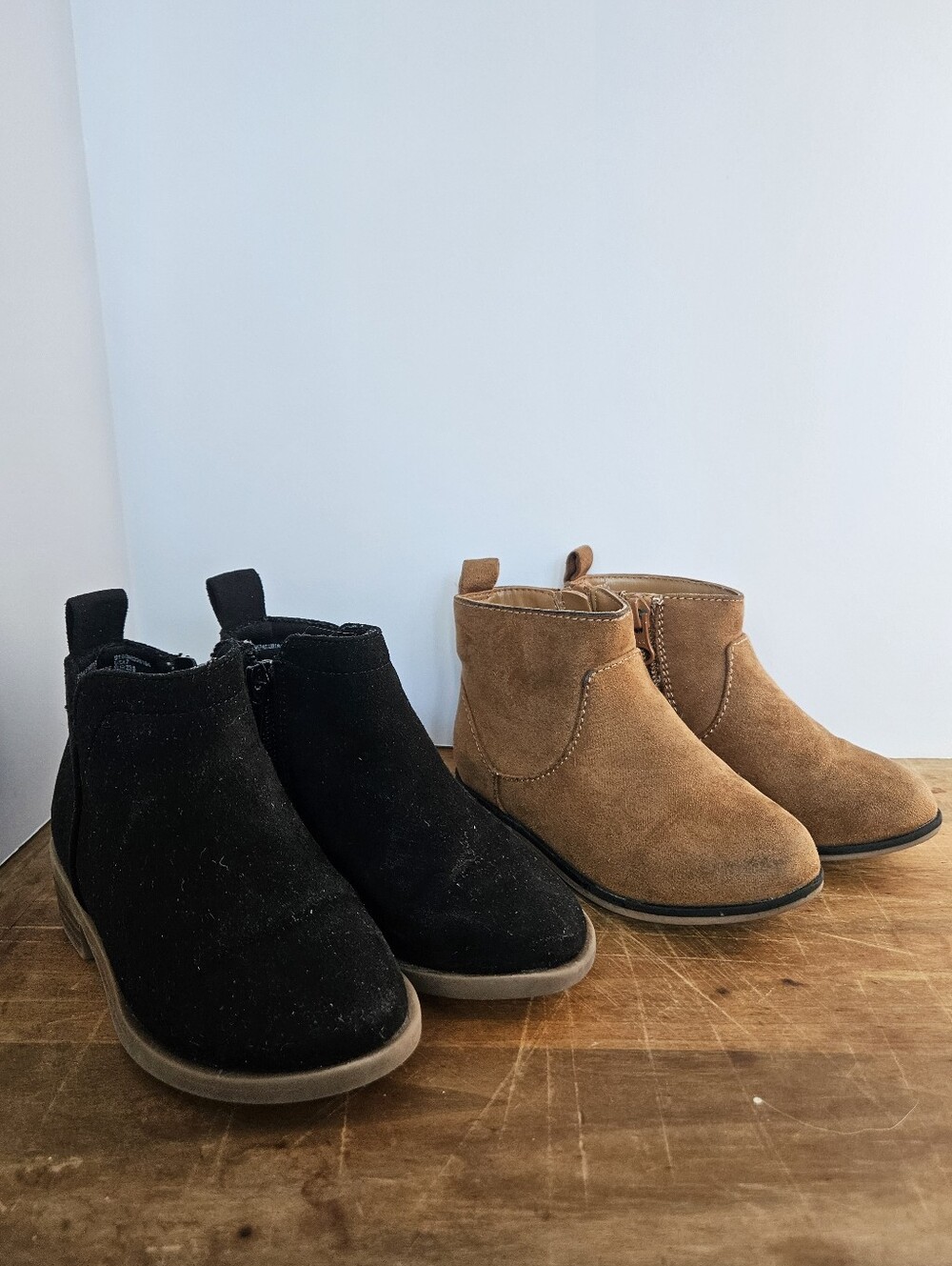 Two Pairs Faux Suede Ankle Booties Girls Toddler Size 7 Black And Brown